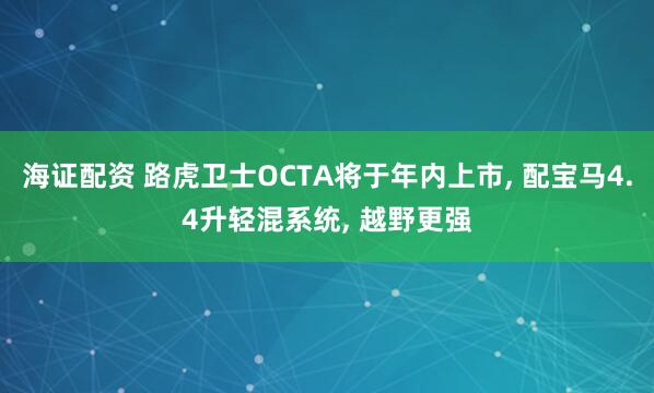 海证配资 路虎卫士OCTA将于年内上市, 配宝马4.4升轻混系统, 越野更强